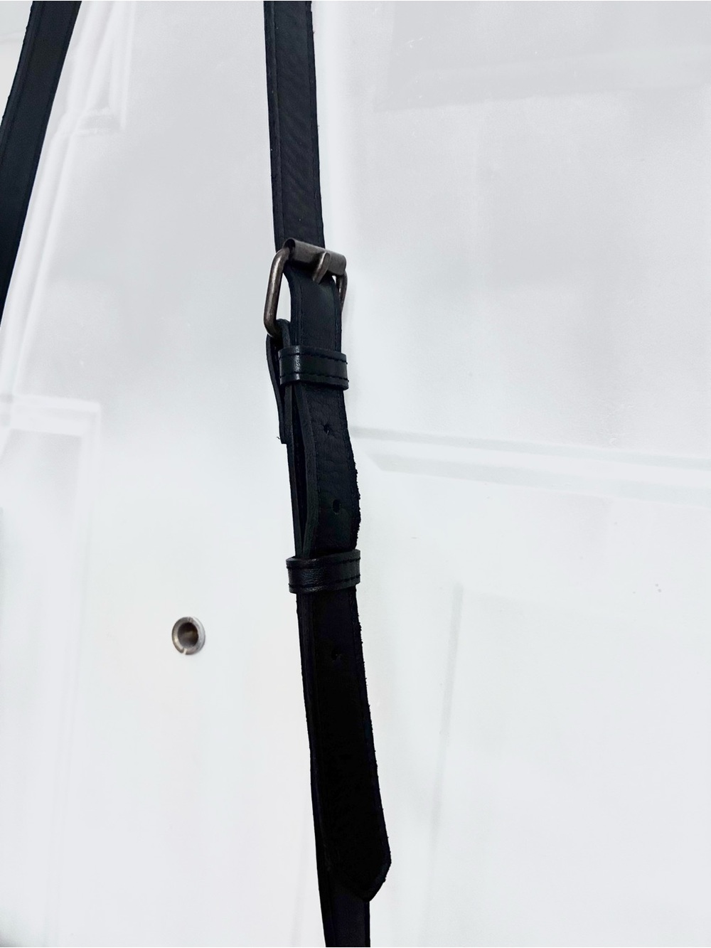 Fringed Tooled Leather Crossbody Bag - Black & Burgundy - Picture 6 of 10